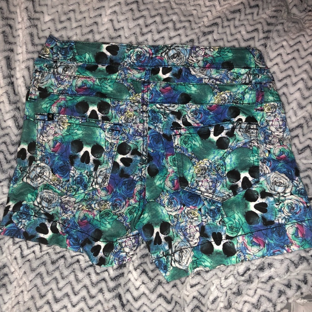 LOVEsick watercolor skulls high waisted shorts